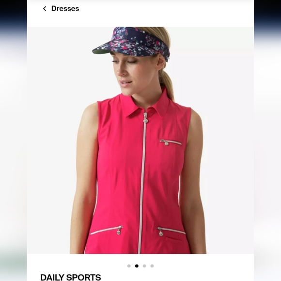 Daily Sports Fuchsia Zip-Front Mini Dress Golf Athletic Medium PGA Casual Sporty - Picture 9 of 13